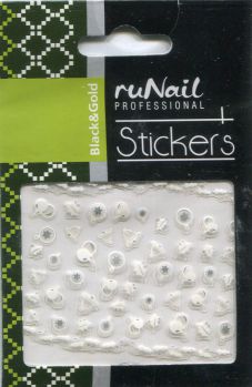 Наклейки для дизайна ногтей (новогодние, черные и золотые) №2067