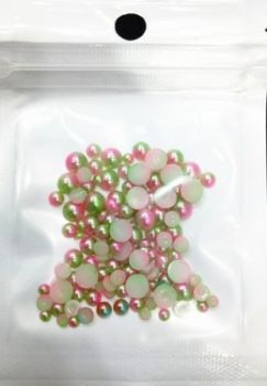 MZH-09-10 Жемчужины Green-Pink Pearl разноразмерные