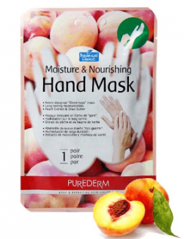 Увлажняющая и питательная маска для рук «PUREDERM» 1пара, персик