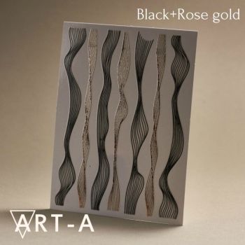 3D наклейка WAVES черный+розовое золото ART-A