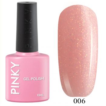 №006 Гель-лак PINKY Classic Ля Визаж 10мл. (розовый молочный с золотым шиммером)