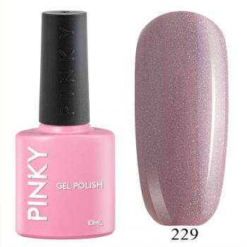 №229 Гель-лак PINKY Classic Брызги Шампанского 10мл. (бежевый с голографическим микрошиммером)