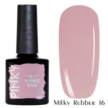 Каучуковая молочная база PINKY Milky Rubber Base 016 10мл. (розовый натуральный с голографическим и золотым микрошиммером)