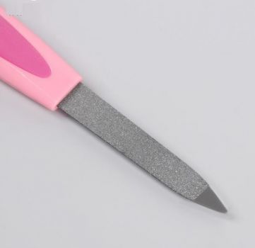 Пилка металлическая для ногтей, прорезиненная ручка, 12 см, цвет МИКС QF