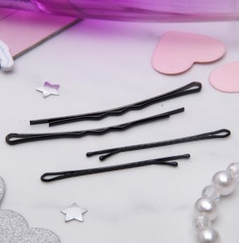 Невидимка для волос "Ассорти" (набор 60 шт - 4,5 см,15 шт - 6,5 см) чёрный Fashion Jewelry