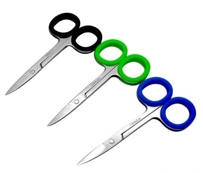 Ножницы для коррекции бровей с силиконовым кольцом, цвета в ассортименте