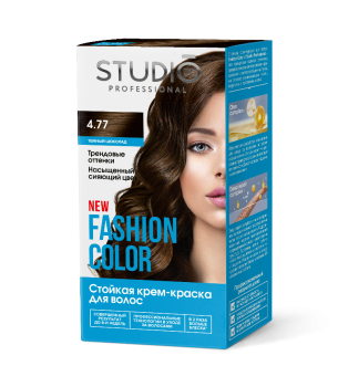 4.77 Стойкая крем-краска для волос Темный шоколад FASHION COLOR Studio Professional