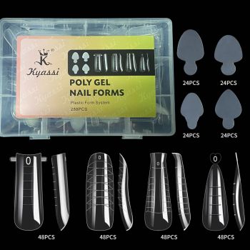 Верхние силиконовые формы в наборе 4 модели + Силиконовые вкладыши NAIL FORMS 2 KYASSI 288шт.