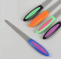 Пилка металлическая для ногтей, прорезиненная ручка, 15 см, цвет МИКС QF