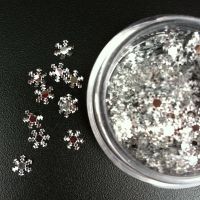 Снежинки серебряные для дизайна ногтей, баночка