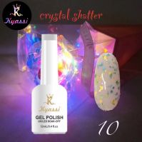 Гель-лак №10 Crystal Shatter KYASSI 12мл. (молочный нежно-розовый с разноцветной поталью)