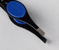 Пинцет скошенный, узкий, с резиновой вставкой, 10 см, цвет МИКС QF - вид 1 миниатюра