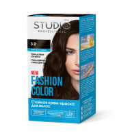 3.0 Стойкая крем-краска для волос Темно-каштановый FASHION COLOR Studio Professional